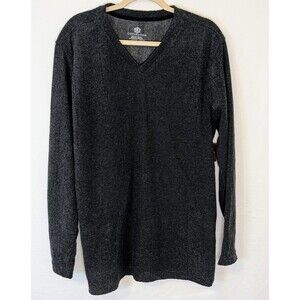 Vintage Covington Sears V-Neck Knit Sweater Pewter Grey Men’s Large